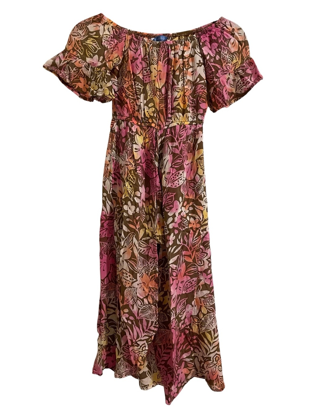 BLUE GINGER Girls Hawaiian Floral Print Rayon Dress Size 8